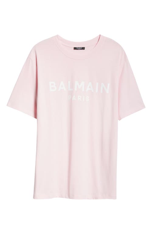 Shop Balmain Logo Cotton T-shirt In Oes Lt Pink/multi