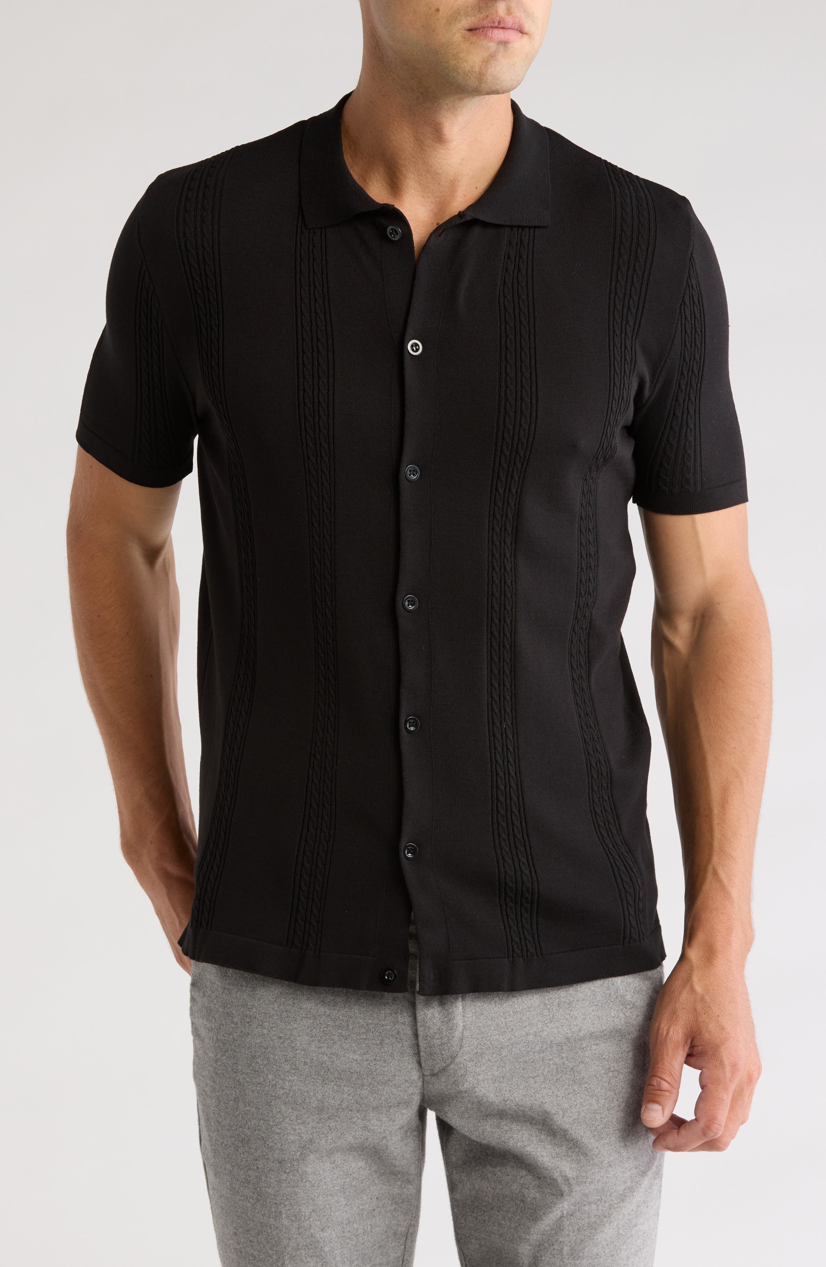 black button up shirt in store