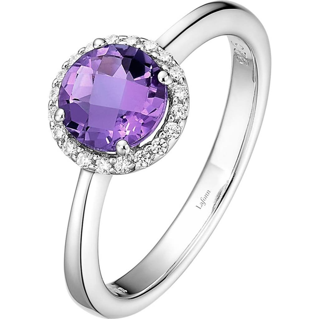 Lafonn Birthstone Halo Ring In February Amethyst/silver