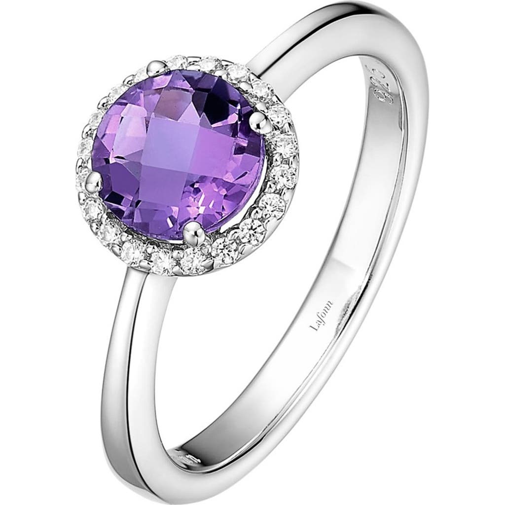 Lafonn Birthstone Halo Ring In February Amethyst/silver