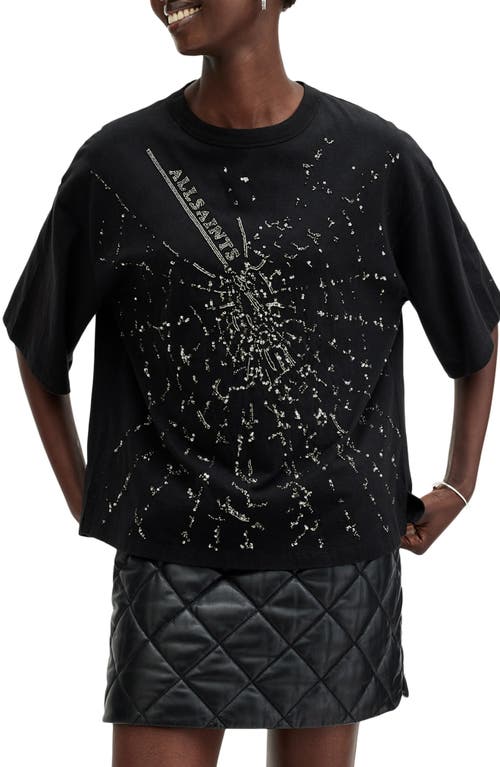 Shop Allsaints Amelie Embellished Shatter Oversize Cotton T-shirt In Black