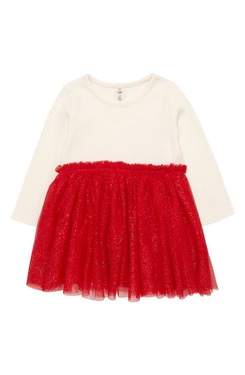 Tucker + Tate Tulle Fit & Flare Dress in Ivory Egret- Red