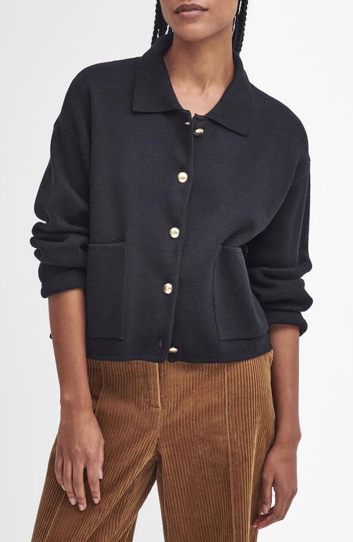 Shop Barbour Noelle Boxy Cotton Cardigan In Black