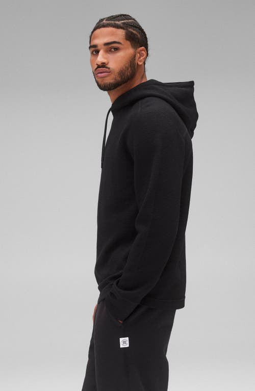 Shop Reigning Champ Lightweight Cotton Blend Waffle Hoodie In Black