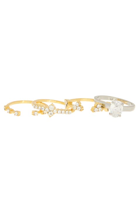 Set of 4 Crystal Stackable Rings