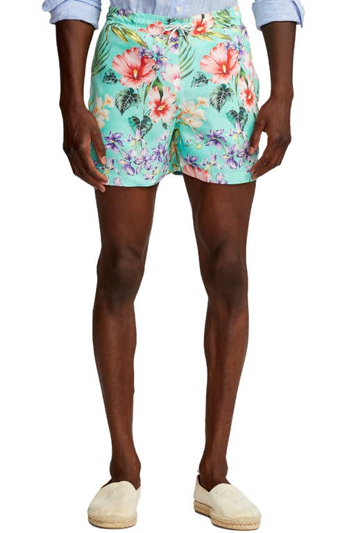 Ralph Lauren Purple Label Amalfi Floral Swim Trunks Plmt Turquoise Multi at Nordstrom,