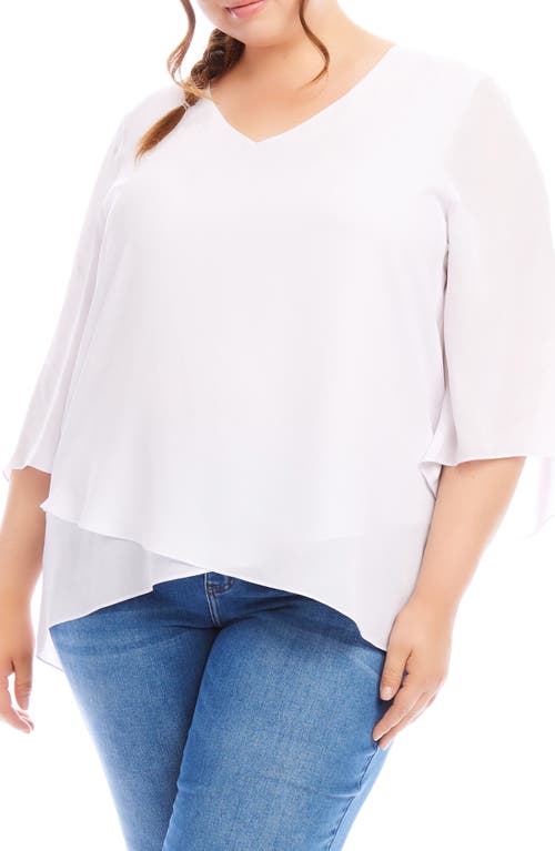 Karen Kane Asymmetric Blouse In Off White