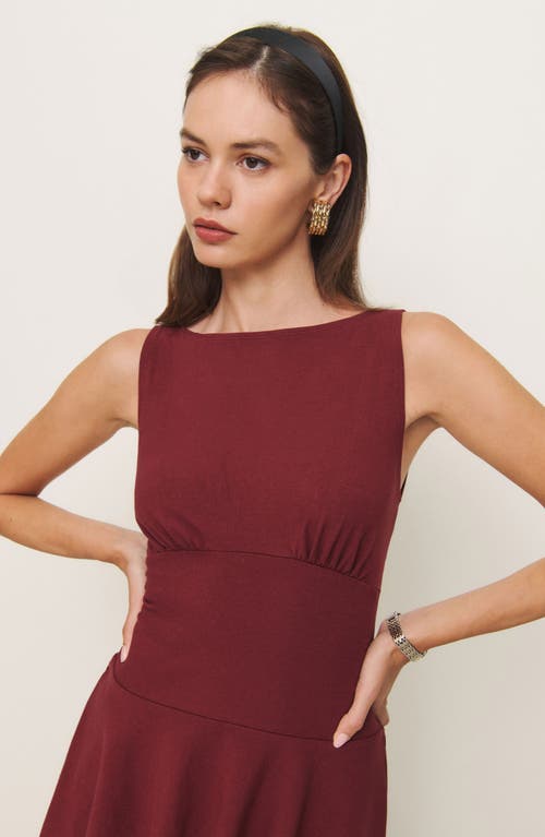 Shop Reformation Mayve Sleeveless Knit Skater Minidress In Chianti