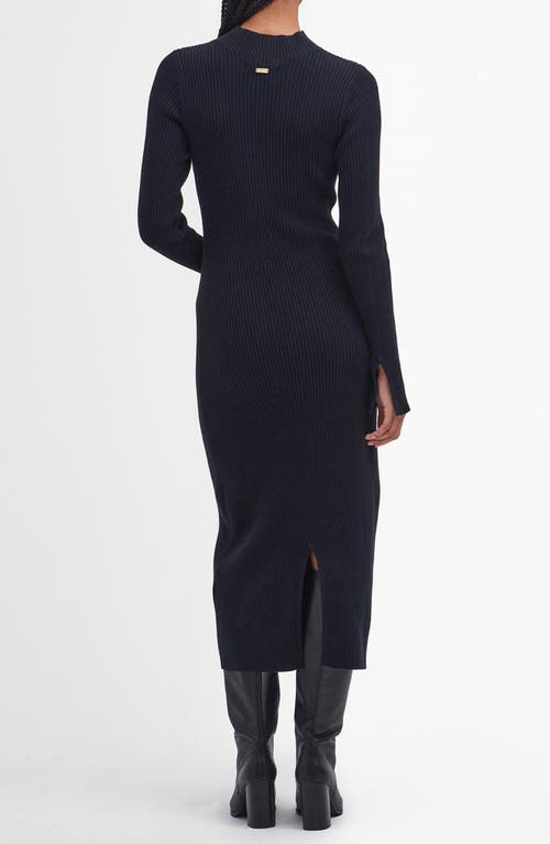 Shop Barbour Francis Long Sleeve Rib Midi Dress In Navy Blue