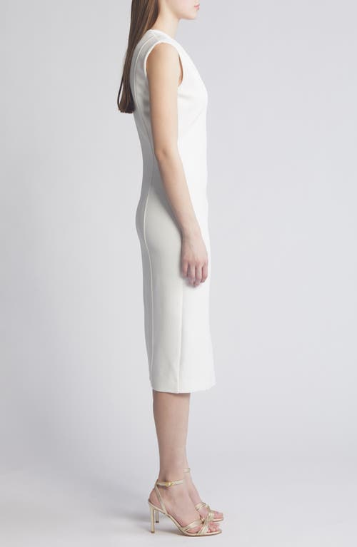 Shop Hugo Boss Boss Dukeva Midi Sheath Dress In Soft Cream