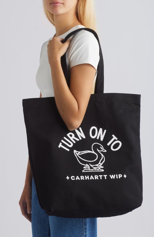 Shop Carhartt Work In Progress Stamp Canvas Tote In Black/white