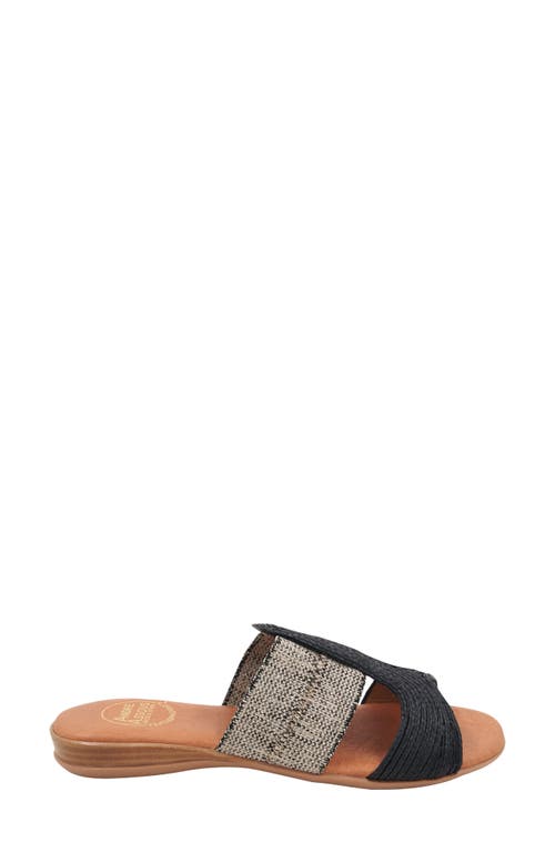 Shop Andre Assous André Assous Noor Raffia Slide Sandal In Black/beige