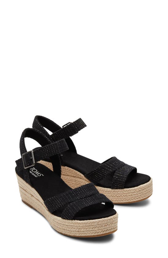 Shop Toms Audrey Ankle Strap Espadrille Platform Wedge Sandal In Black