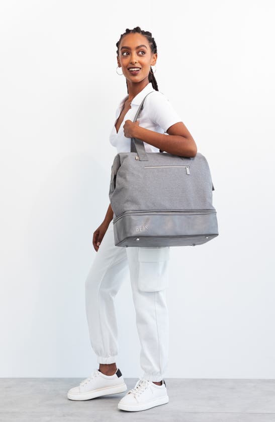 Shop Beis The Convertible Mini Weekend Bag In Grey