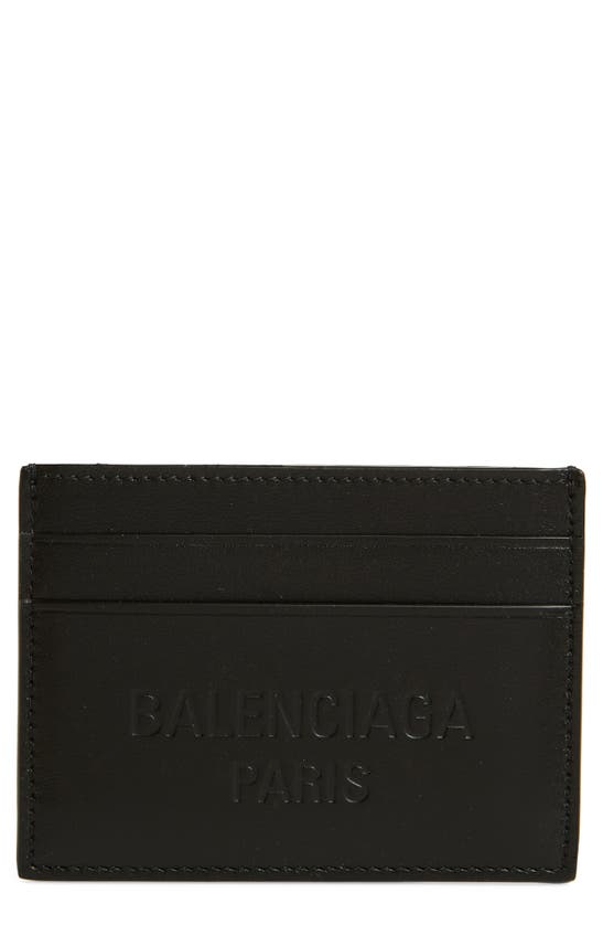 Shop Balenciaga Duty Free Leather Card Holder In Black