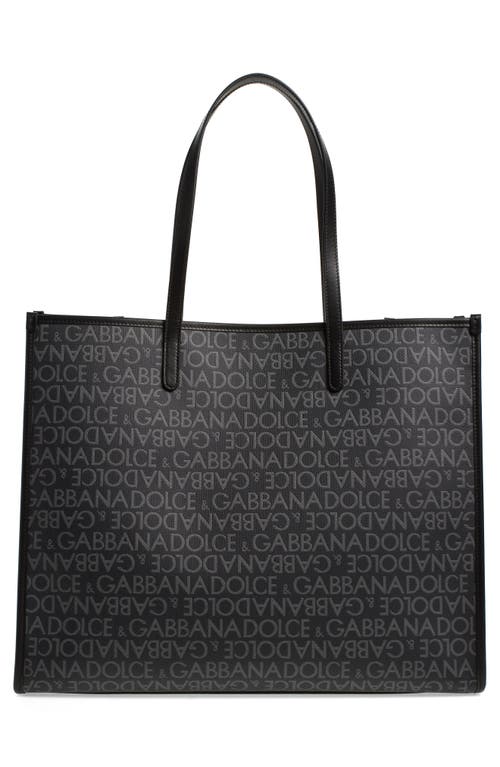 Dolce & Gabbana Dolce&gabbana Logo Jacquard Tote In 8b969 Nero/ Grigio