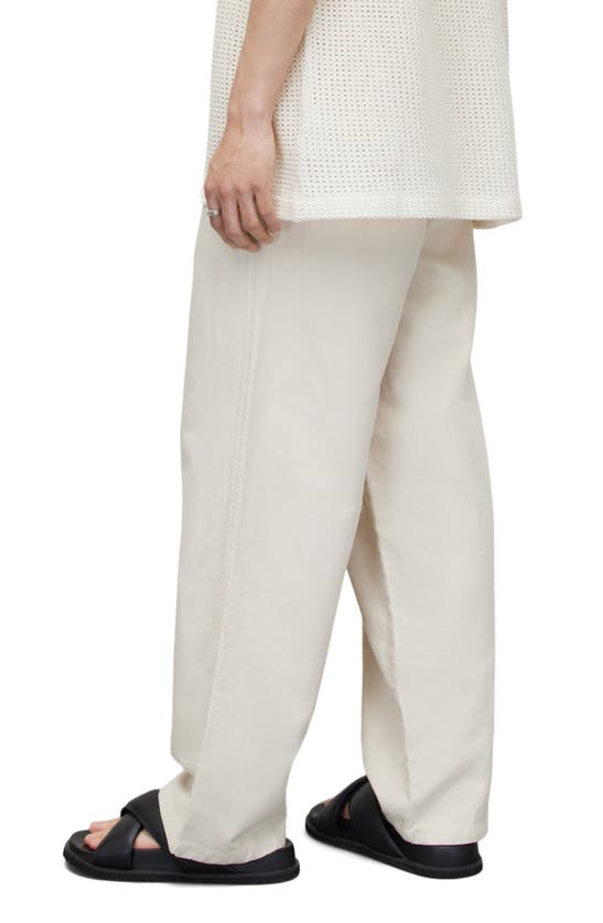 Shop Allsaints Hanbury Cotton & Linen Drawstring Trousers In Oyster Grey