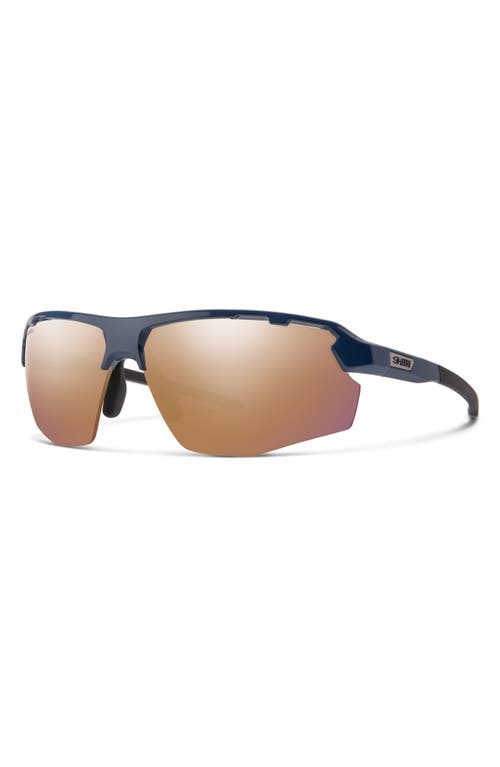 Shop Smith Resolve Photochromic 70mm Chromapop™ Oversize Shield Sunglasses In French Navy/rose Gold Mirror