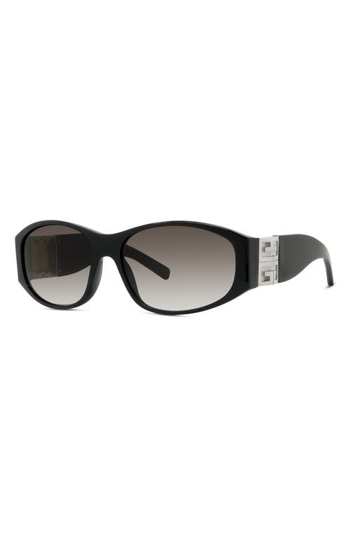 Shop Givenchy 4g Gradient Round Sunglasses In Shiny Black/gradient Smoke