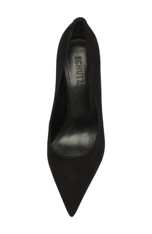 Shop Schutz Lou Curve Pointed Toe Pump In Black Suede