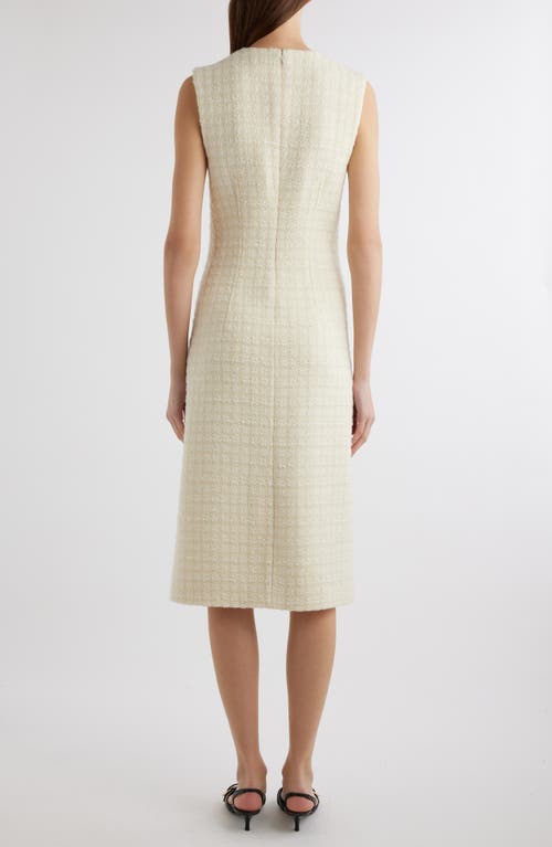 Shop Givenchy Sleeveless Wool Blend Tweed Midi Dress In Ecru