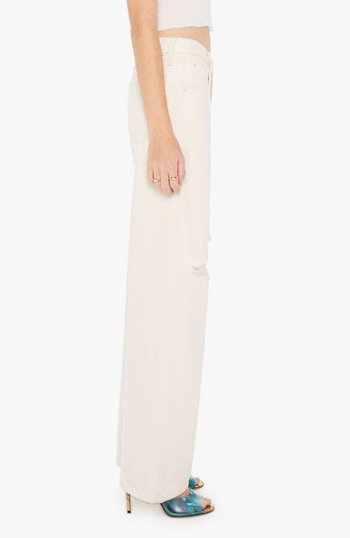 Mother The Down Low Spinner Heel Ripped Low Rise Wide Leg Jeans In Natural Acts