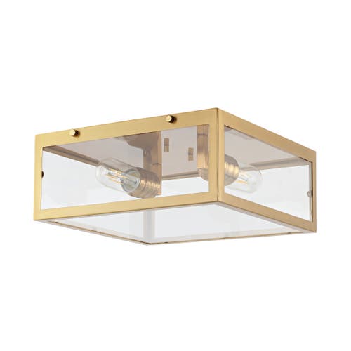 Jonathan Y Grayson 2-light Bohemian Farmhouse Iron/glass Led Flush Mount In Brass Gold