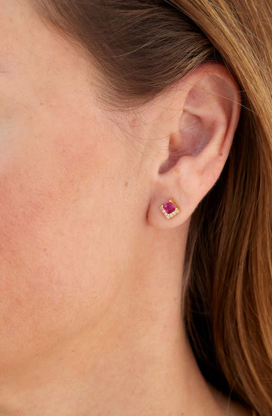Shop Savvy Cie Jewels Lab Created Stone & Cubic Zirconia Stud Earrings In Gold/pink