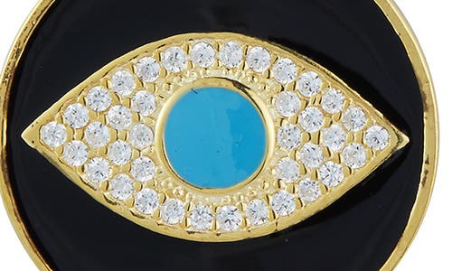 Sphera Milano 14k Over Silver Cz Enamel Synthetic Turquoise Evil Eye Necklace In Gold