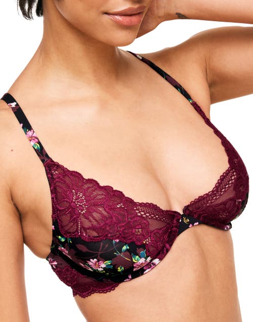 Shop Adore Me Aleena Unlined Plunge Bra In Floral Black