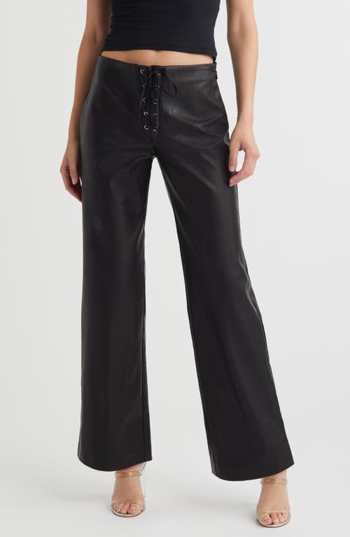 Faux Leather Flare Pants in Black