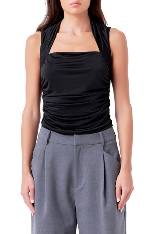 Shop Endless Rose Ruched Square Neck Top In Black