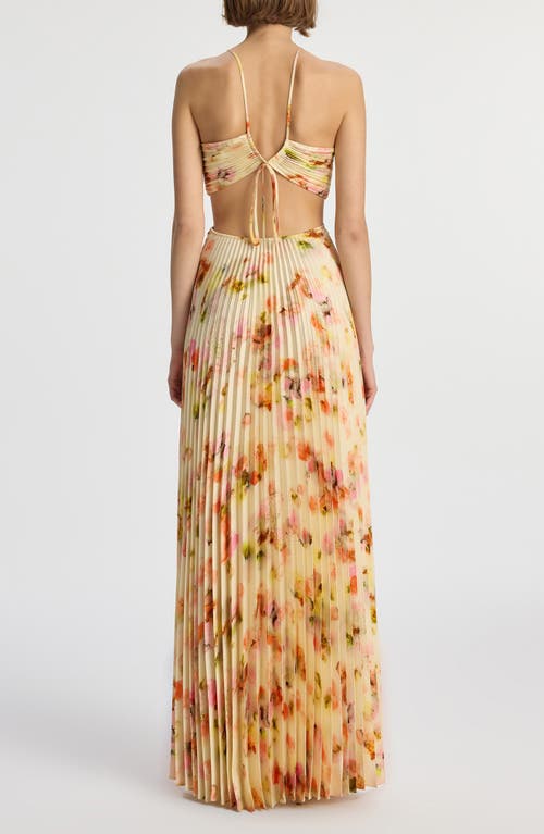 A.l.c Moira Floral Cut-out Halter Maxi Dress In Pale Peach Multi