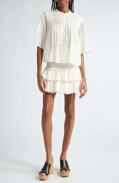 Shop Isabel Marant Étoile Naomi Tiered Cotton Blend Miniskirt In White