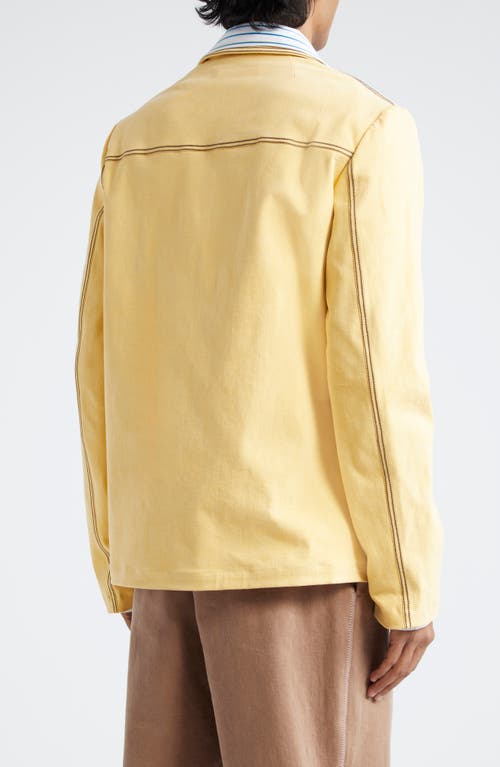 Shop Marni Contrast Stitch Denim Jacket In Light/yellow