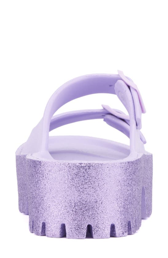 Shop Olivia Miller Sparkles Plaform Slide Sandal In Purple