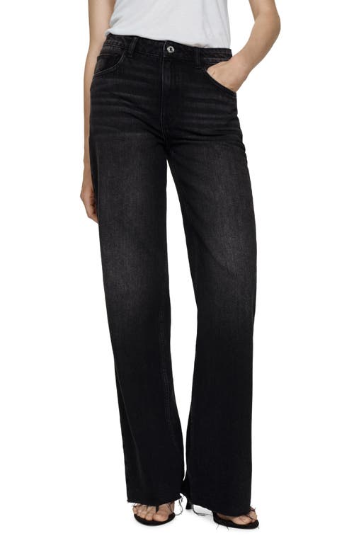 Shop Mango Danila Wide Leg Jeans In Black Denim