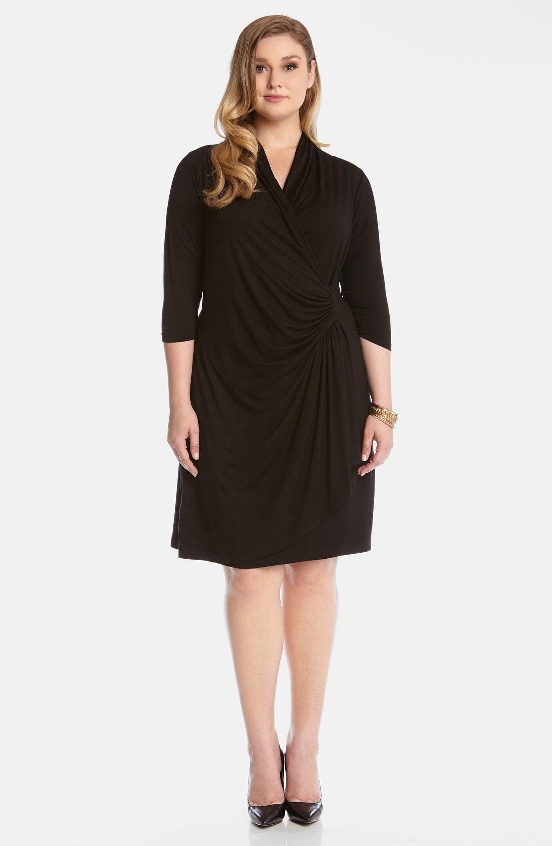 Karen Kane Cascade Faux Wrap Dress (Plus Size) Nordstrom