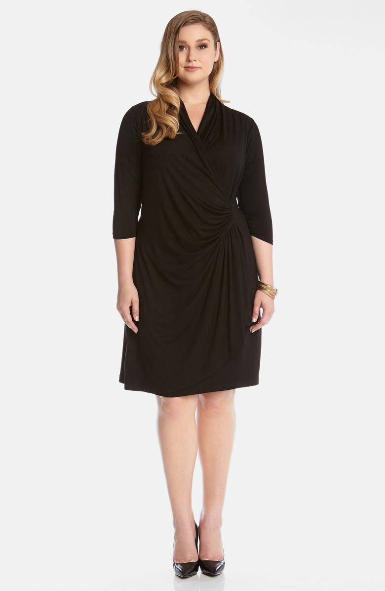 Karen Kane Cascade Faux Wrap Dress (Plus Size) | Nordstrom