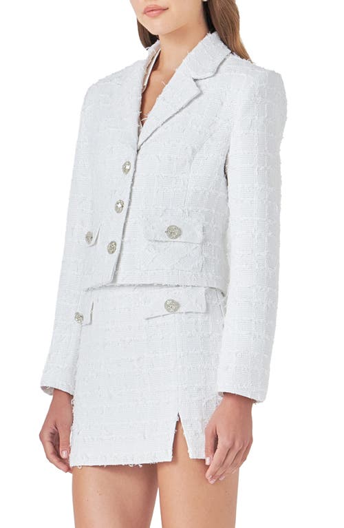 Shop Endless Rose Crop Tweed Jacket In White