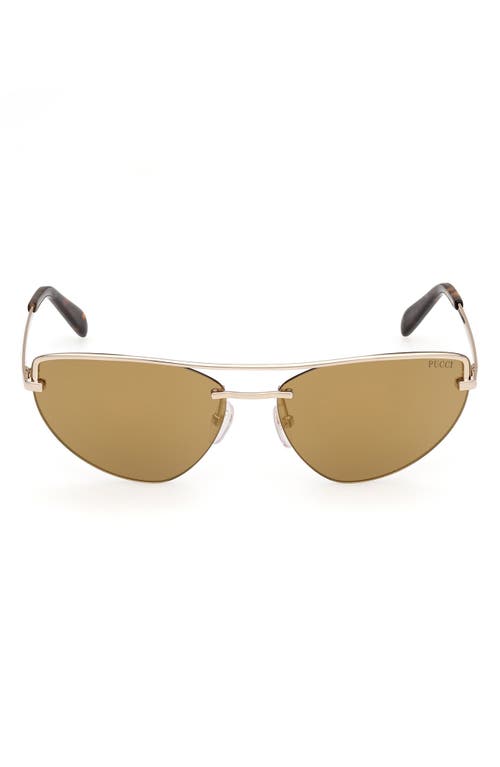 Emilio Pucci 59mm Cat Eye Sunglasses in Gold /Brown Mirror 