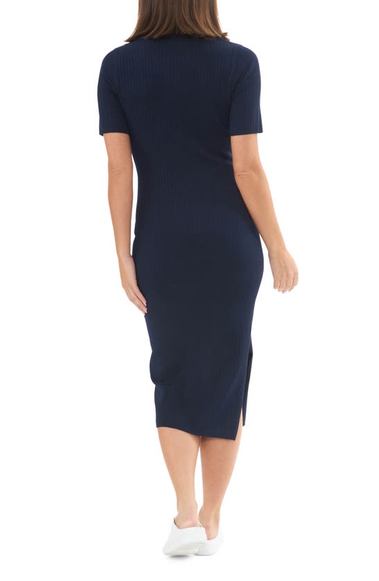 Shop Ripe Maternity Maddy Rib Maternity/nursing Polo Dress In Navy