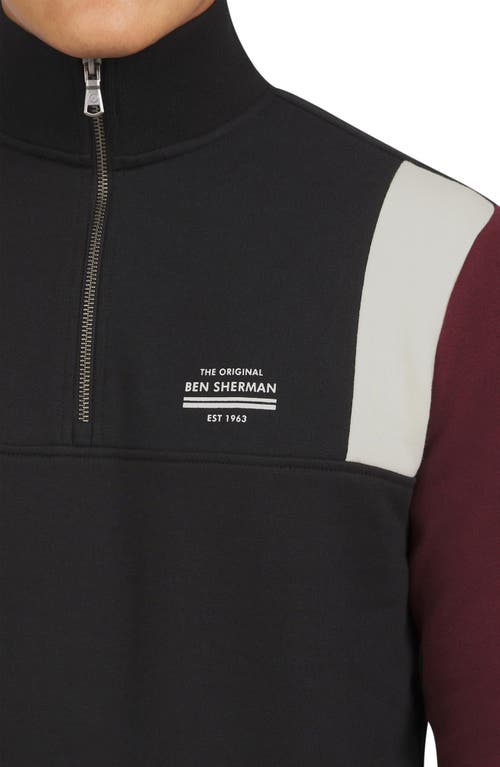Ben Sherman Overhead Colorblock Quarter Zip In Black