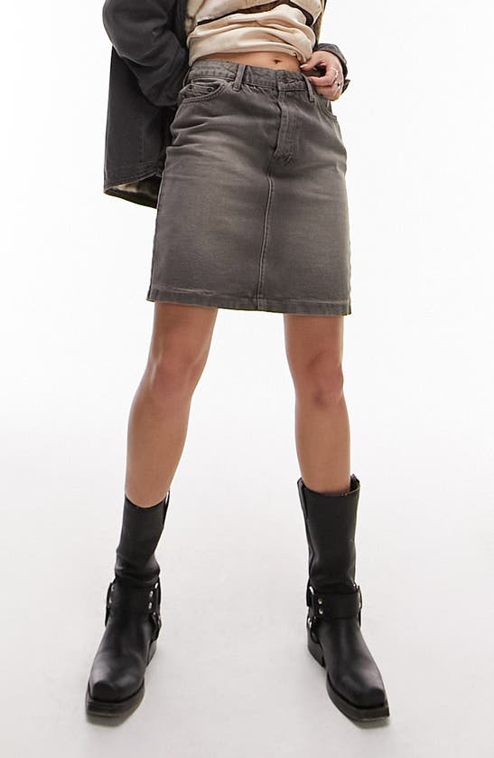 Shop Topshop Denim Pencil Skirt In Grey