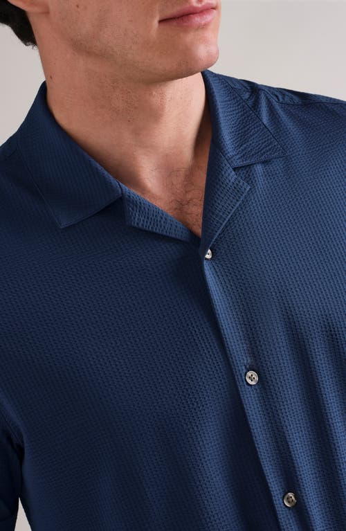 Shop Rhone Commuter Seersucker Camp Shirt In Bright Navy