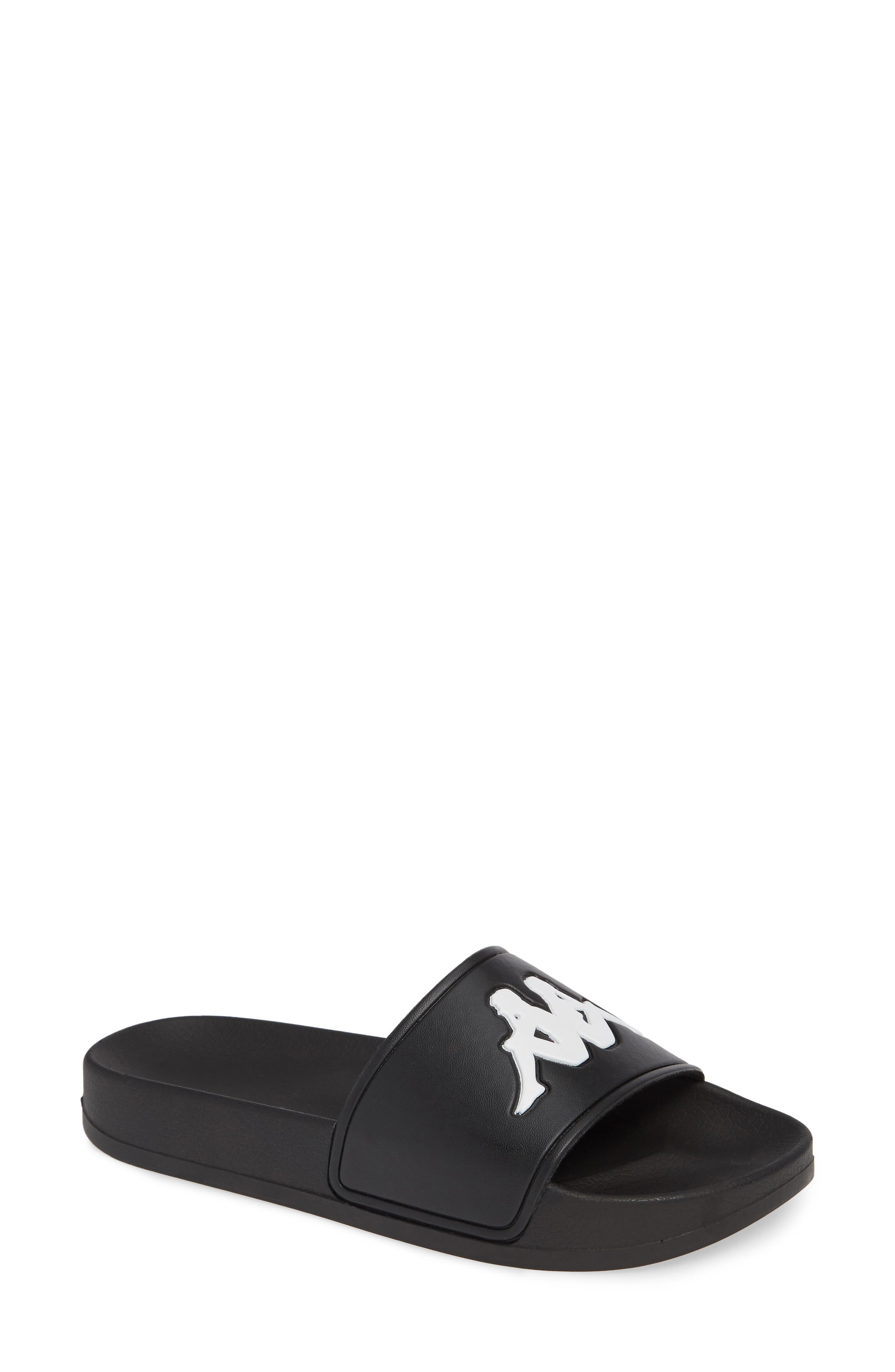 Kappa Active Logo Slide Sandal in Black/White at Nordstrom, Size 13