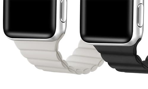 The Posh Tech Pack Of 2 Magnetic Silicone Watch Bands In Black/blush Pink