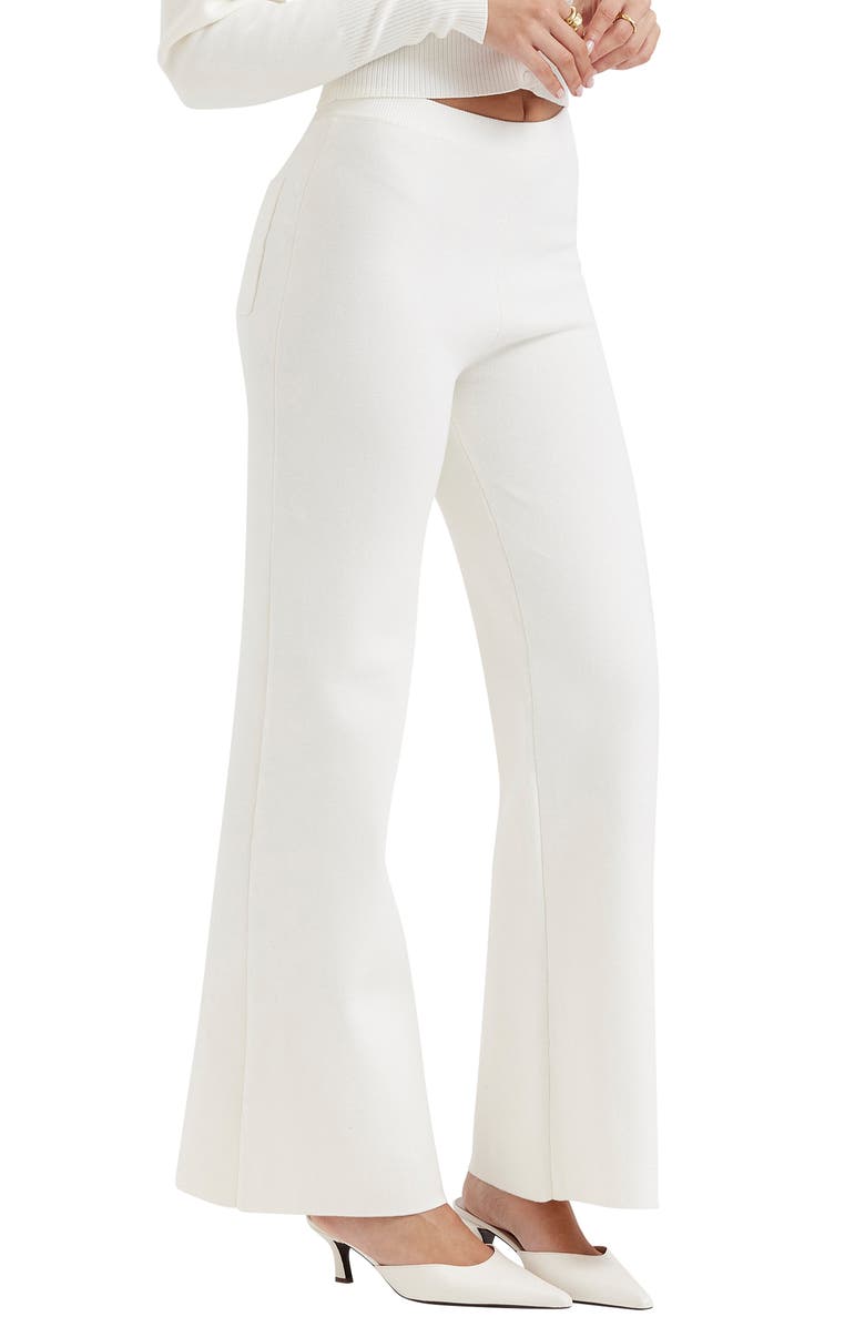 HOUSE OF CB Vanna Cotton Blend Flare Pants, Alternate, color, White
