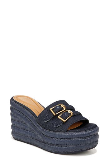 Sarto By Franco Sarto Torino Wedge Platform Slide Sandal In Denim