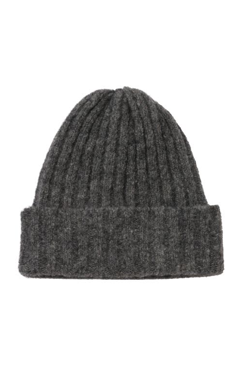 Hyer Goods Upcycled Alpaca Wool Chunky Rib Beanie In Charcoal
